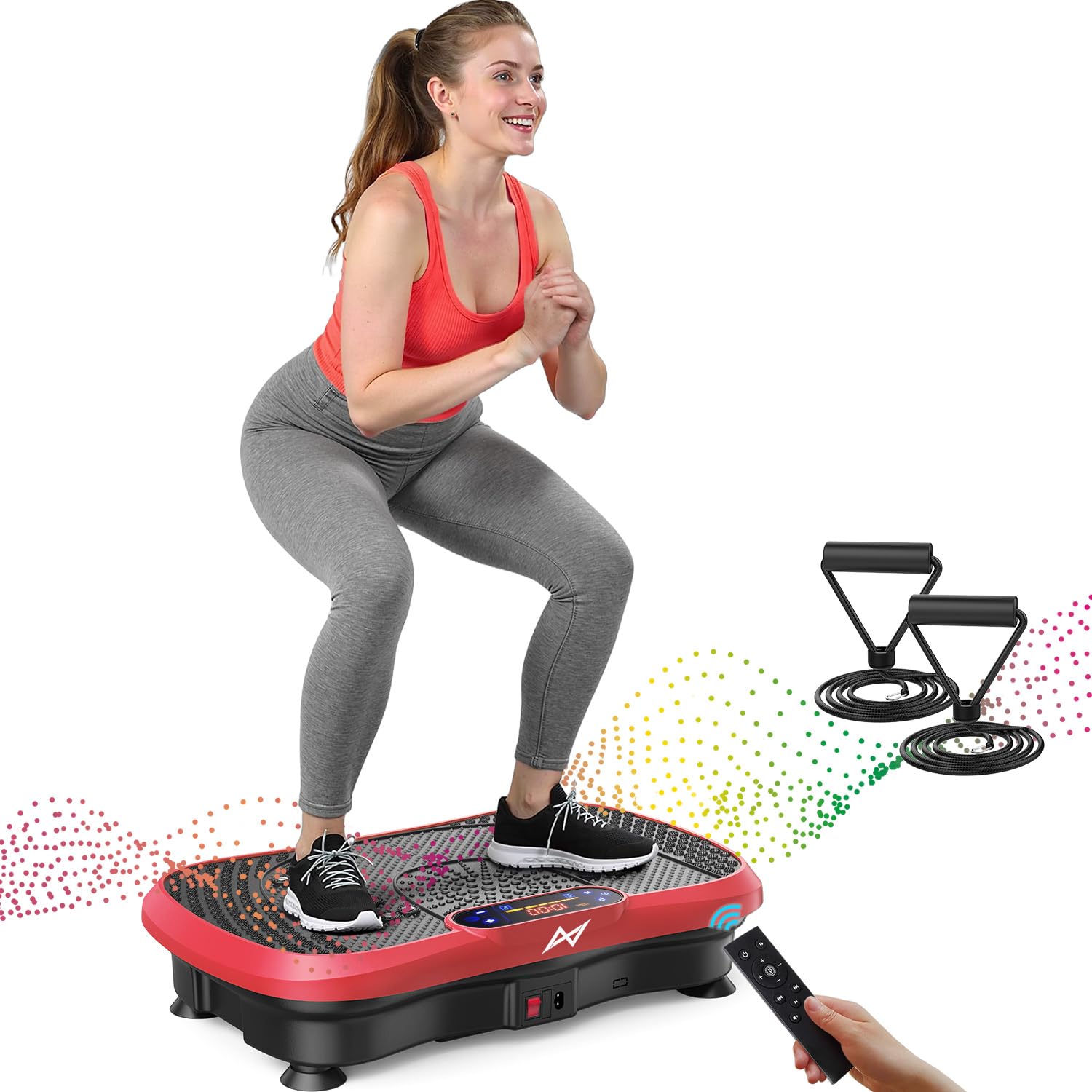 AXV Vibration Plate Exercise Machine Fitness Platform Body Vibrating Board | Curved Design 200W Powerful Oscillating 120 Level Shake Plate for Lymphatic Drainage Recovery Whole Body Toning With Handle