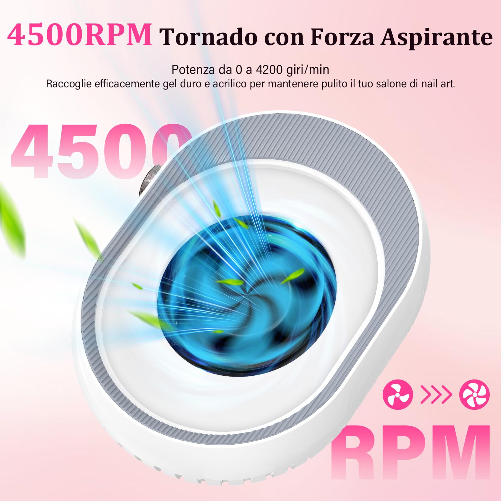 Aspiratore Unghie Professionale Aspiratore Unghie mit Filter Aspirapolvere regolabile per unghie artificiali in acrilico Manicure Pedicure.
