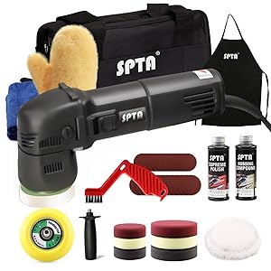 Pulidora de búfer SPTA, pulidora orbital de coche de 3 pulgadas, 10 mm / 780 W, pulidora de doble acción de órbita de velocidad variable, herramientas de detallado automático