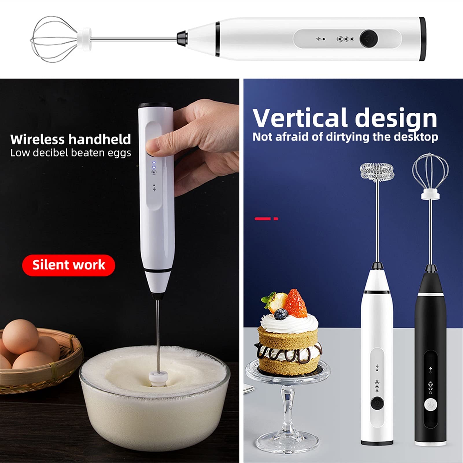 Frullino Per Le Uova Elettrico, Montalatte Schiuma Latte Bevanda Per Caffè Frusta Mixer USB Ricaricabile Mini Manico Agitatore Utensile Da Cucina Per Cucina, Batteria Incorporata Da 1200 MAh