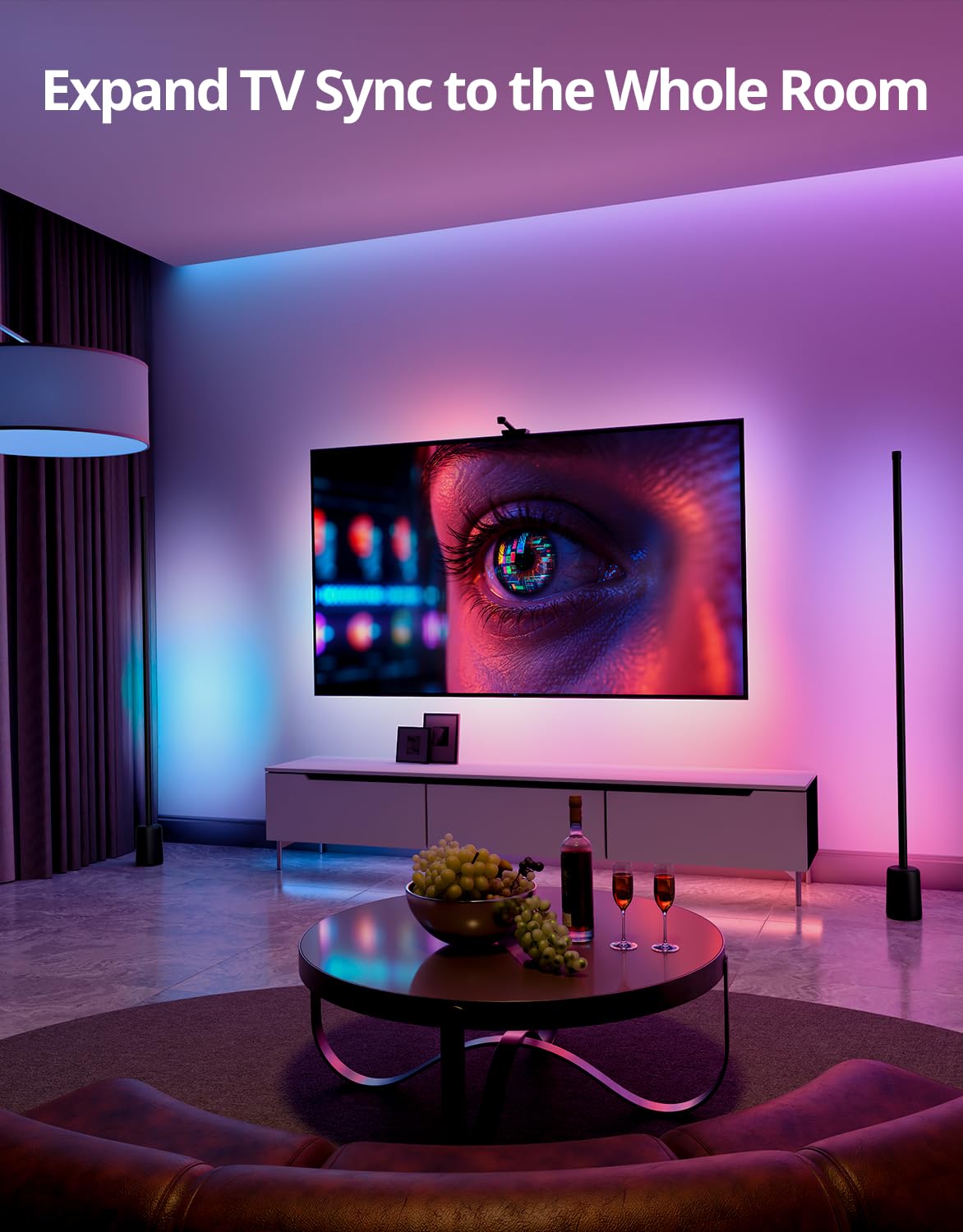 Ailofy Smart TV LED retroilluminazione con telecamera, striscia di luci LED per TV