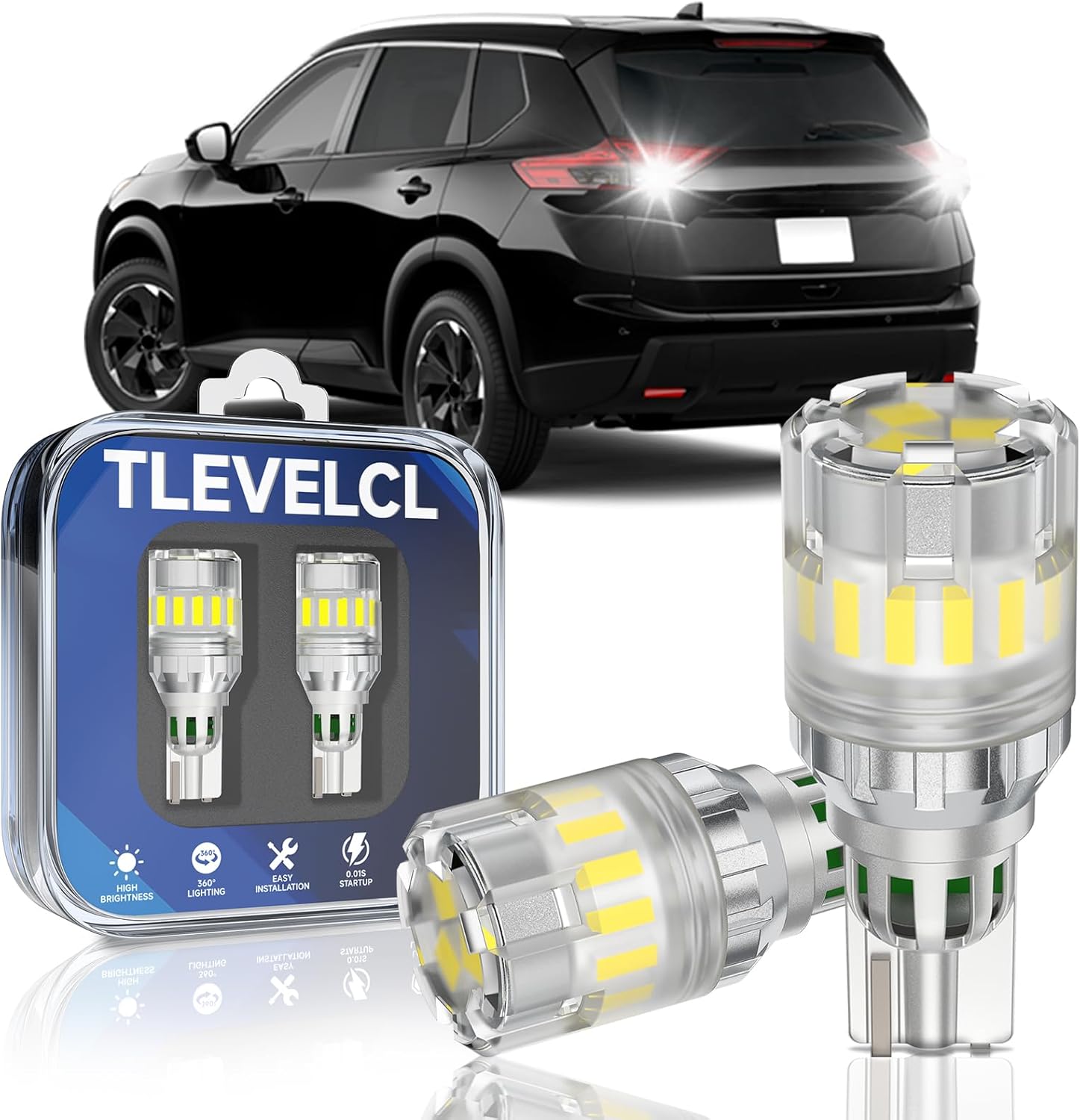 921 912 T15 LED Reverse Light Bulbs, Fit for 2014-2024 Nissan Rogue, Super Bright 6000K Cool White Backup Lights Replacement, 360 Degree Lighting, Pack of 2