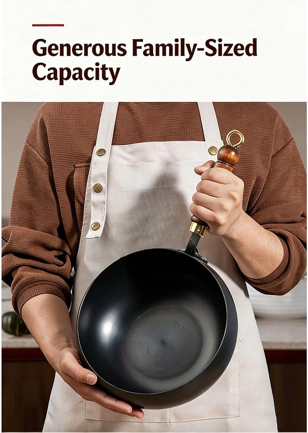 Japanese Uncoated Thick Iron Pot, Multifunctional Handmade Hammered Cast Iron Wok Pan, Non-Stick Frying Pan with Lid for Cooking (Hammered Style*a, 24cm)