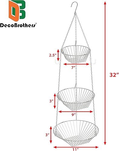 Miniatura 5 de HomeEssentials - Canasta colgante de alambre, 3 niveles