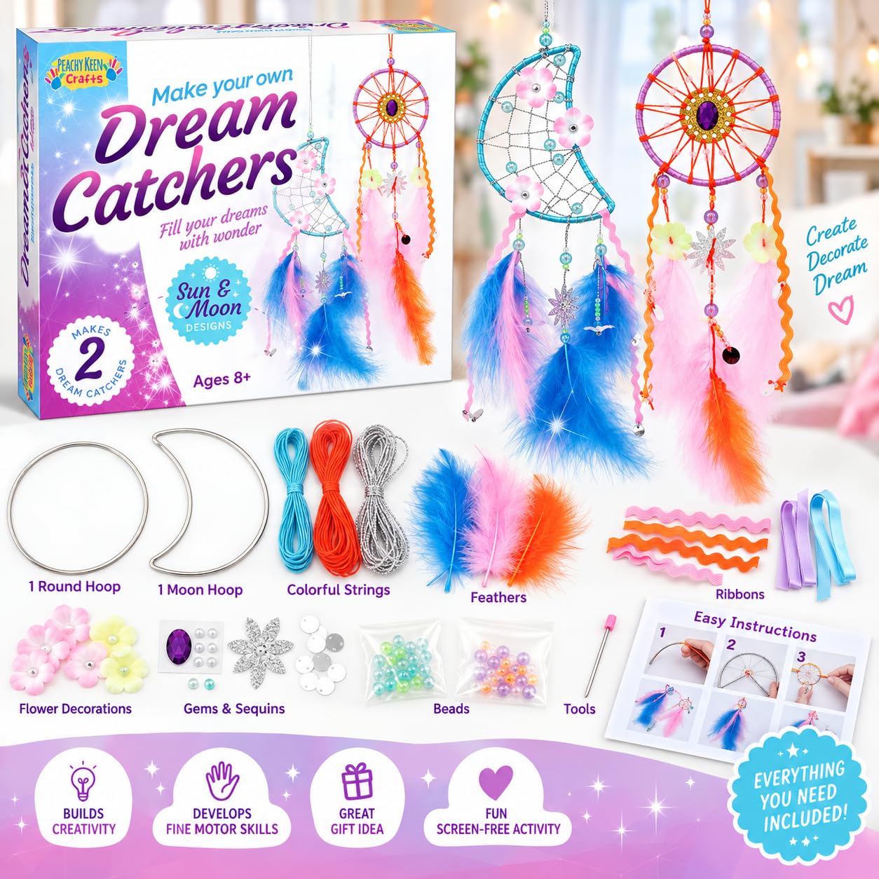 Amazon.com: Dreamcatcher Kit, Makes 2 Dream Catchers, Craft Kit