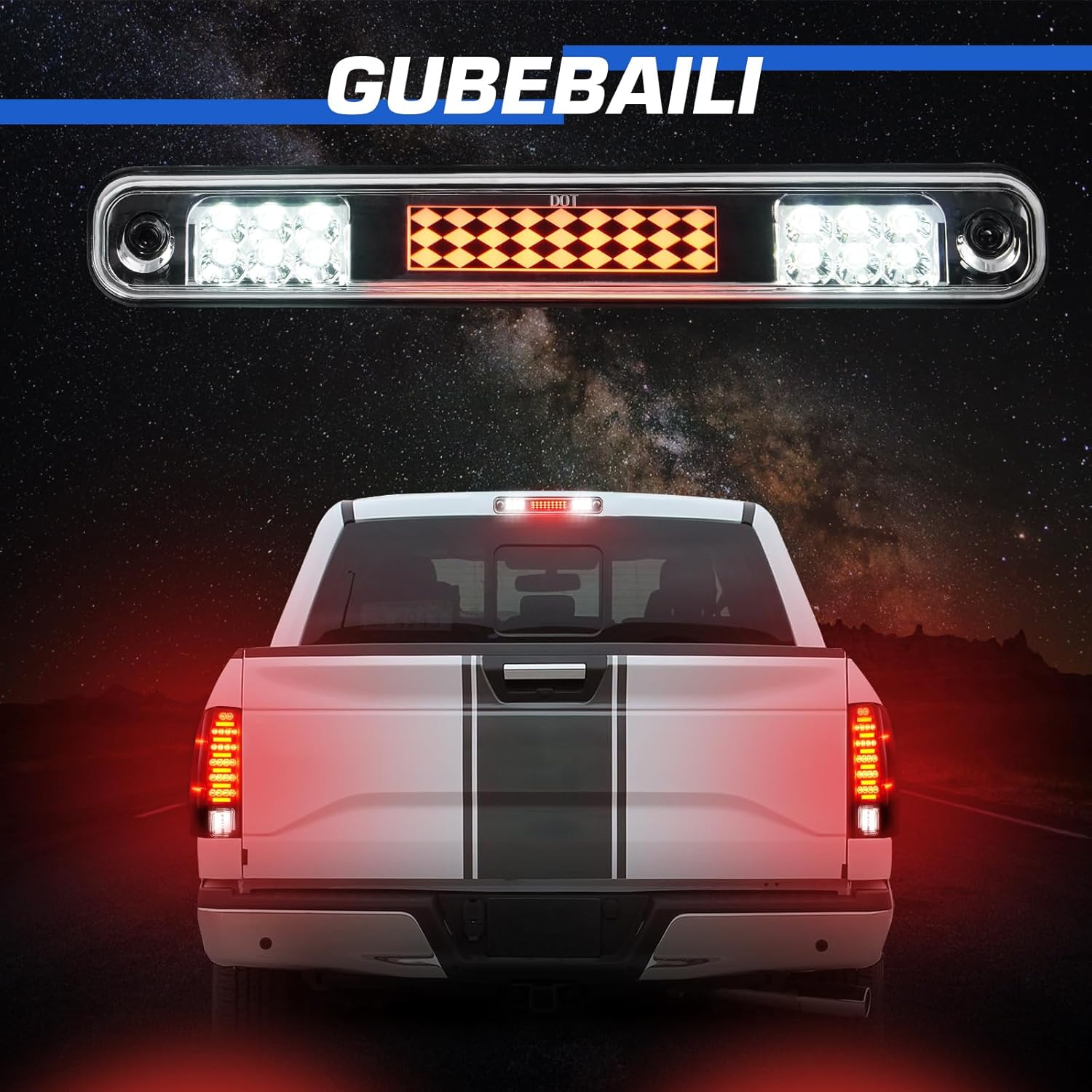 Tail Light +3rd Third Brake Light Fit for Chevy Blazer 1992-1994, Silverado C1500/K1500 1988-1999, for Silverado/Sierra C2500 C3500 K2500 K3500 1988-2000, Rear Taillight Chrome Clear Lens