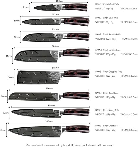 Miniatura 9 de FULLHI Juego de cuchillos con soporte magnético para cuchillos, juego de cuchillos japoneses de 15 piezas, juego de cuchillos de cocina de acero