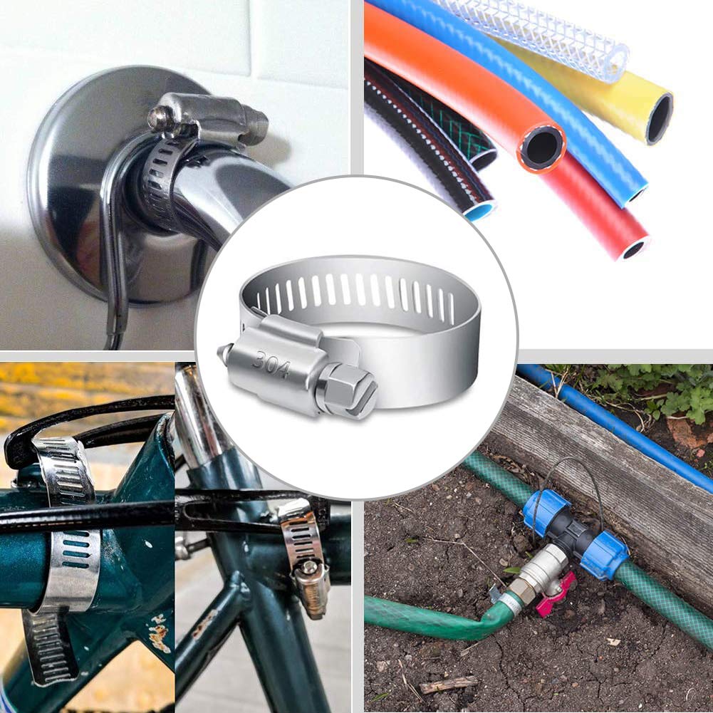 60 fascette stringitubo da 6 a 38 mm, interno ed esterno in acciaio inox 304, protezione antiruggine, larghezza banda 8 – 12 mm, 7 misure,