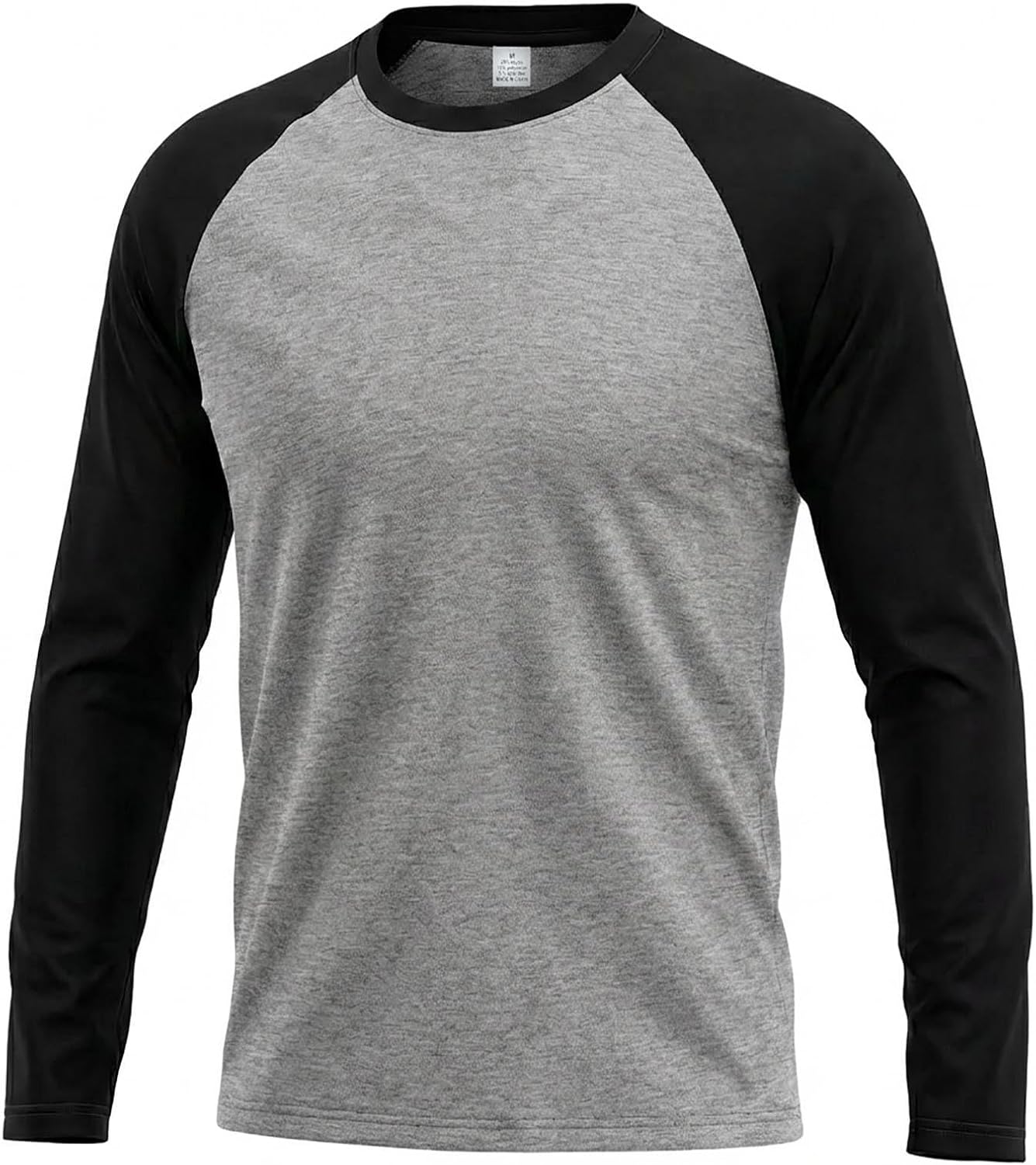 Raglan Sleeve Shirts for Men Long Sleeve Crew Neck Color Block Shirts Slim Fitted Casual Athletic Pullover Tops