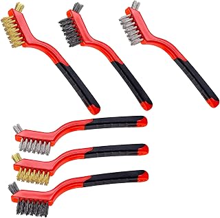 Wire Brush Set,Socell 6pcs Nylon/Brass/Stainless Steel Mini metal Wire Scratch Brushes for Cleaning Rust,Welding Slag, Dirt-7 Inches