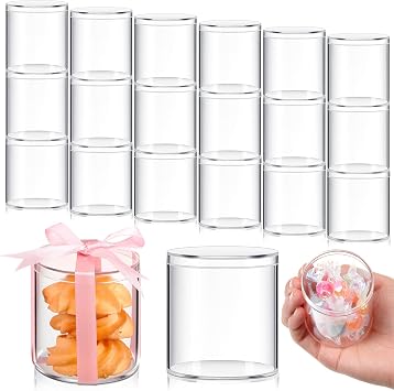 Taiyin 50 Pcs Clear Acrylic Circle Favor Boxes with Lids, 2 x 2.36