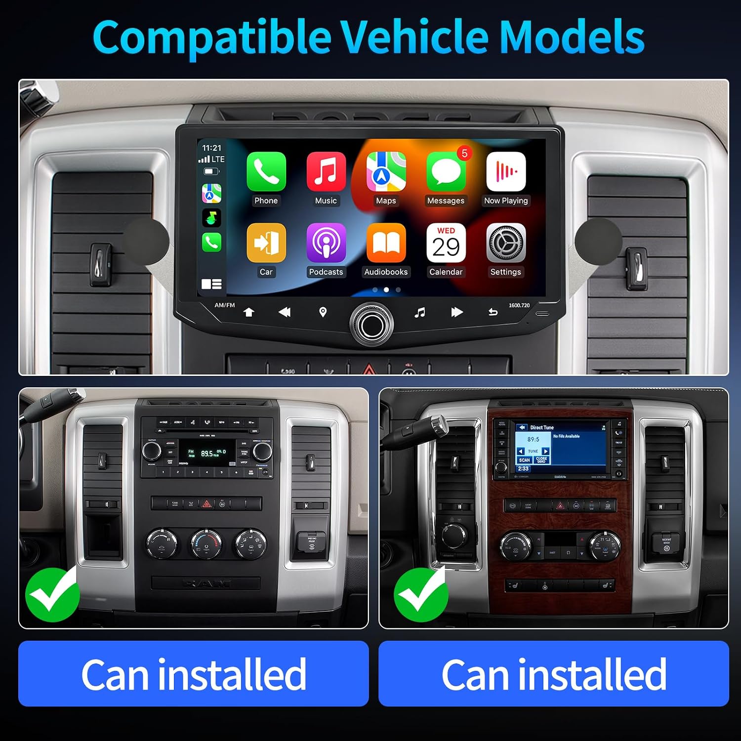Car Radio for Dodge Ram 2009-2012 10.88inch with Magnetic Phone Holder image 2