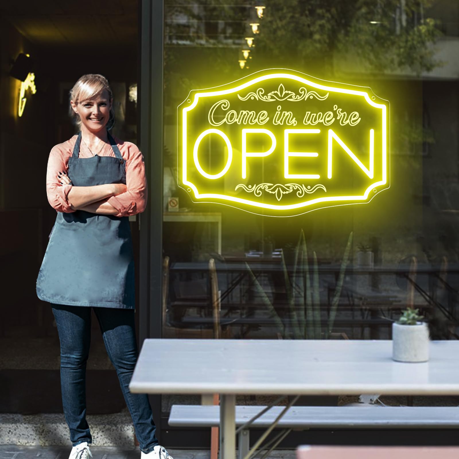 LED Open Signs for Bussines Ultra Bright 12V Neon Open Signs Light Up Open Sign with ON/OFF Switch for Window Storefront Florists Bar Cafes Restaurant 22 Inch