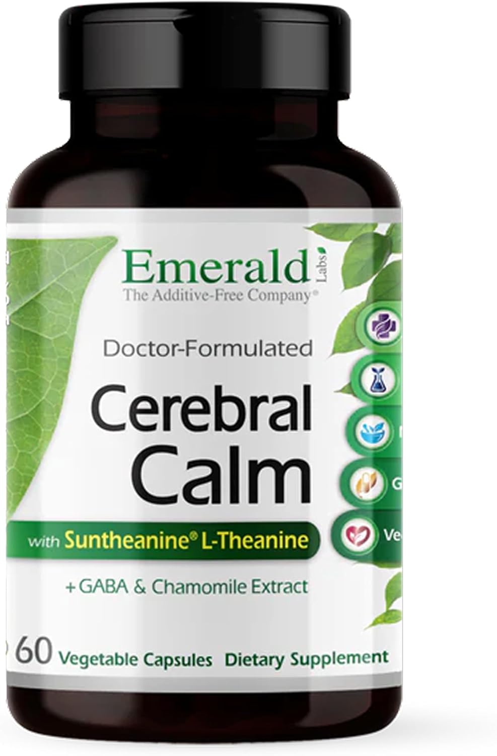 Emerald Labs Cerebral Calm - Brain Health Supplement with GABA, Albion Magnesium, Chamomile & Suntheanine L-Theanine - Premium Calming Supplement - 60 Vegetable Capsules (Up to 60-Day Supply)