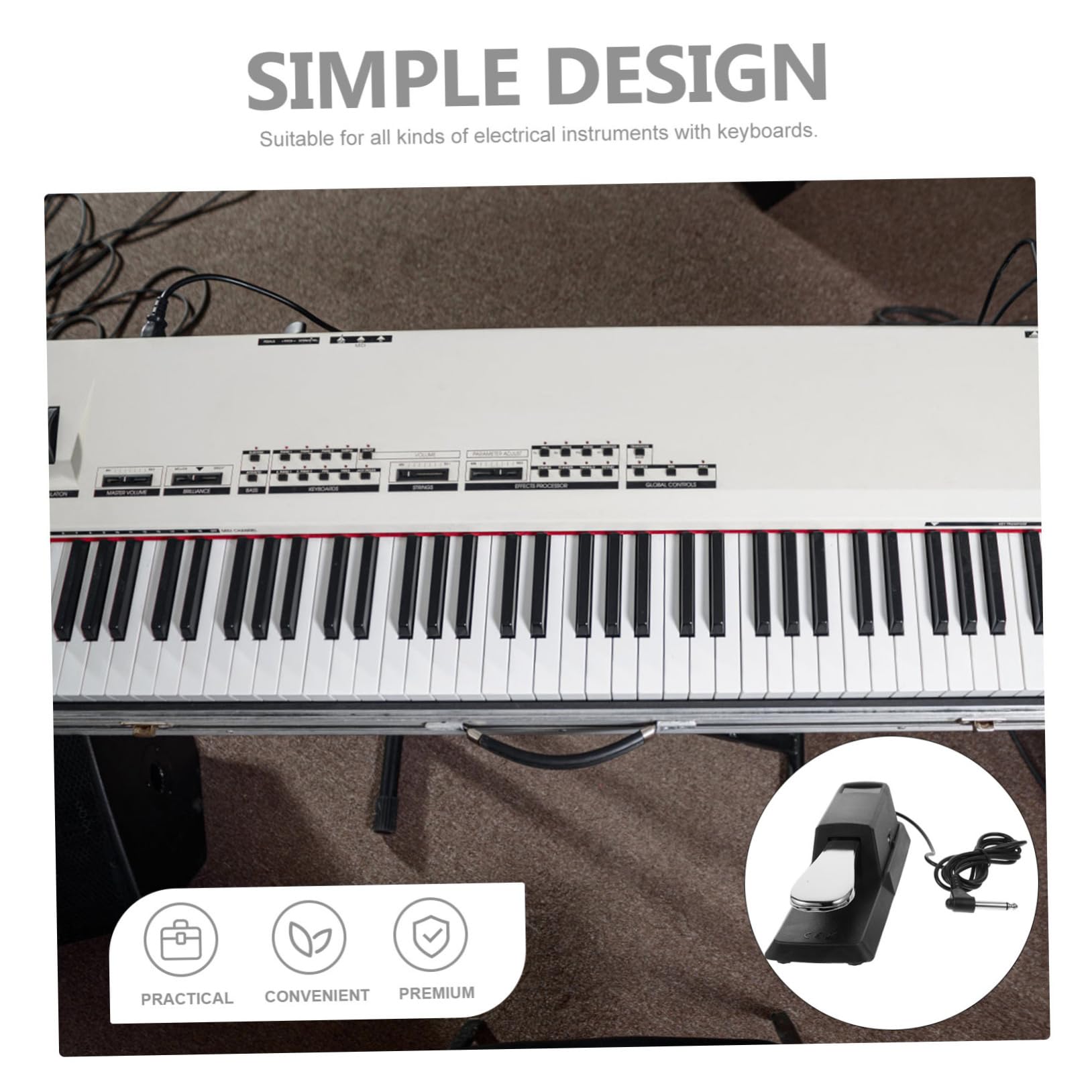 Abaodam Sustain Pedal for Keyboard Durable Alloy Non-slip Base Expressive Half-pedal Random Style