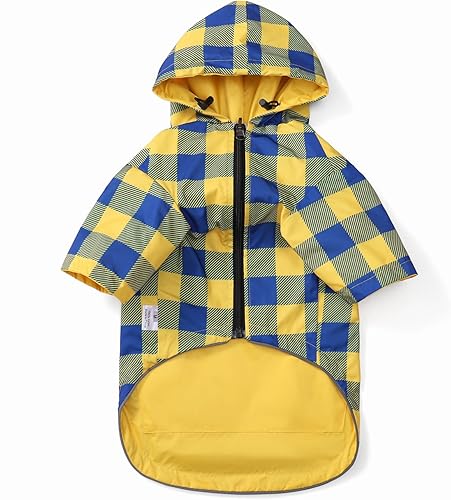 Impermeable para perro, chaqueta impermeable para cachorros, con patas y capucha para perros pequeños y medianos, poncho reversible con cremallera