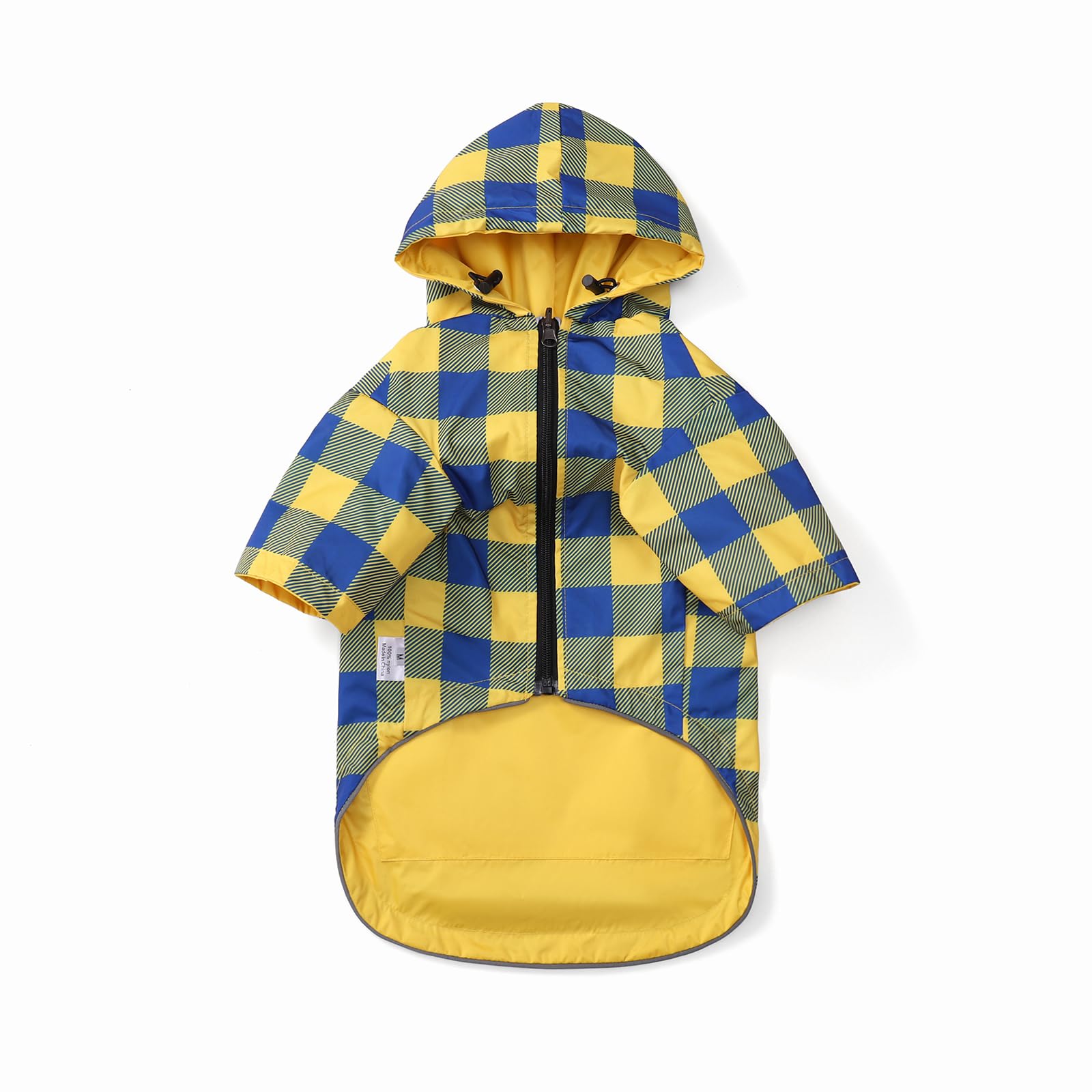 Dog Raincoat Dogs Waterproof Reversible rain Jacket Dog Small Medium Breeds Reflective Zipper Storage Pocket Harness Hole - Yellow - L