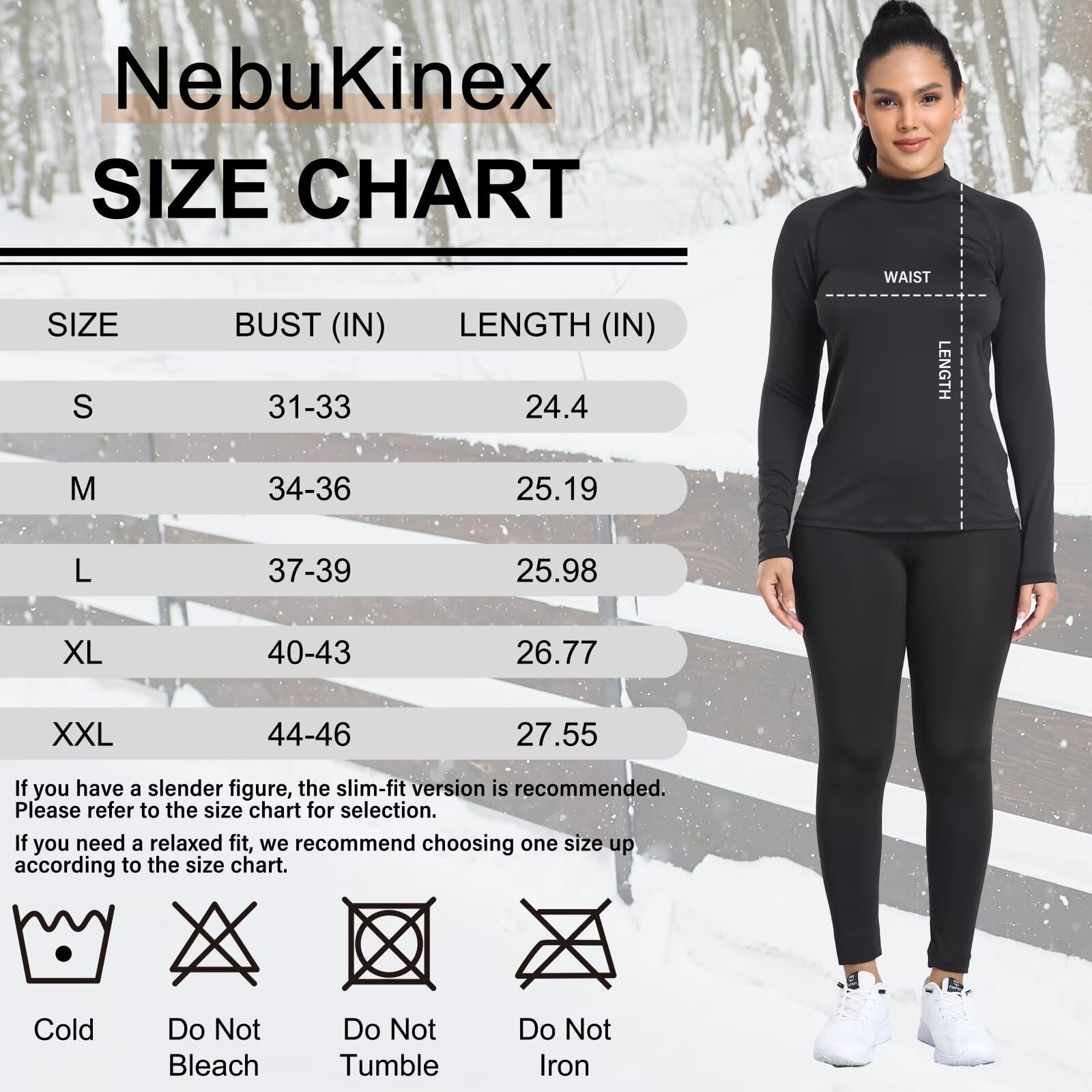 NebuKinex Paquete de 4 camisetas térmicas para mujer, con forro polar, cuello alto falso, manga larga, capa base atlética