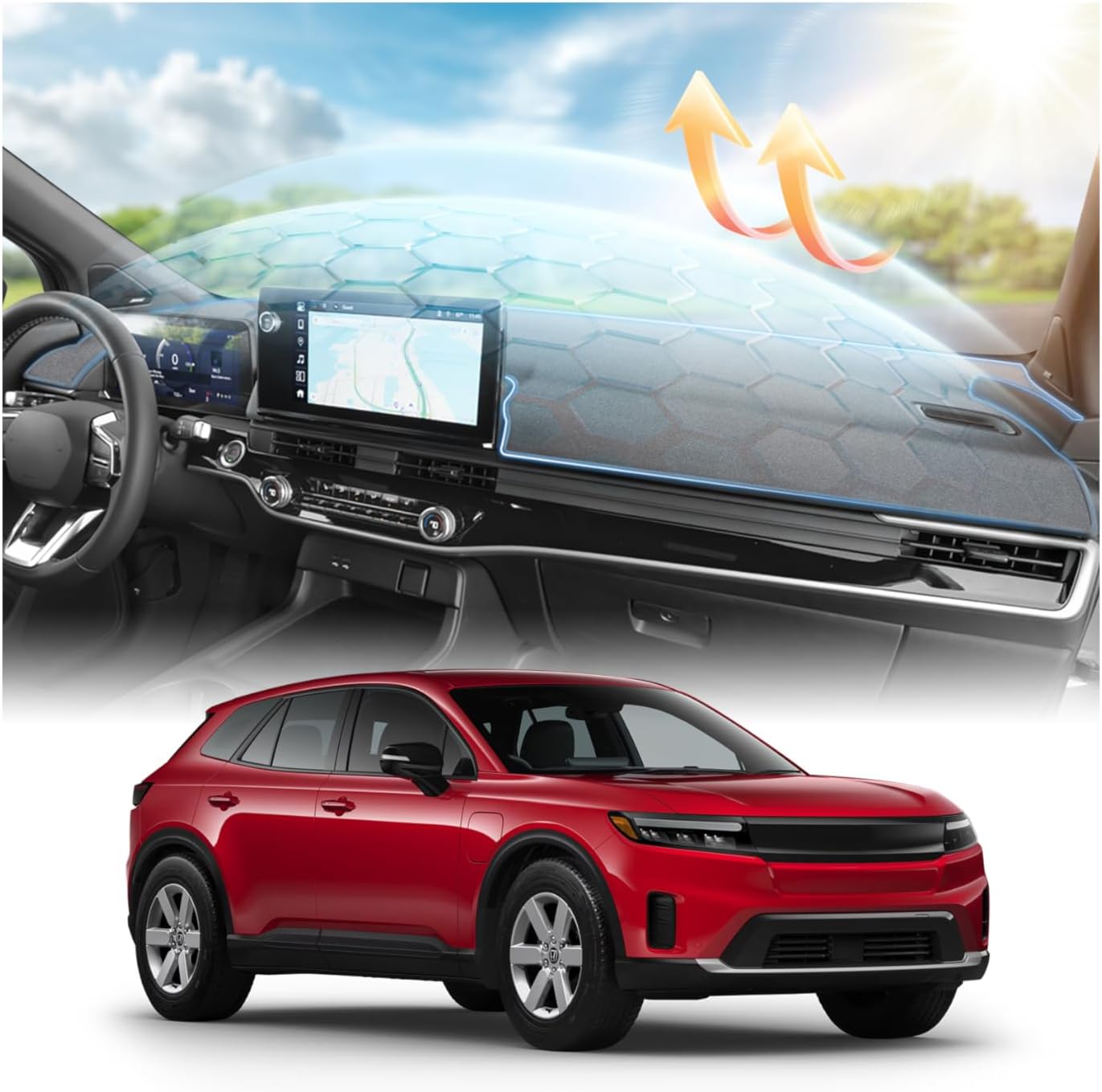 Cartist Gray Dash Cover for 2024-2026 Honda Prologue Dashboard Cover Accessories Premium Anti-Glare Sun Shade Prologue Dash Mat Non-Slip&Airbag Safe Interior Protector