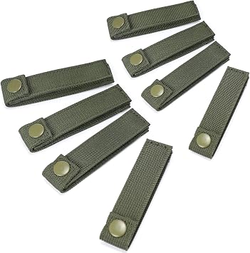 Vepkoit Molleストラップ スナップ付き 4インチ、タクティカル モッズストラップ Molle ウェビングストラップ、ミリタリーバックパック Molleアクセサリー スナップストラップ、アウトドアバッグ ナイロン サムモールコネクタ ブラック/アーミーグリーン/コヨーテ
