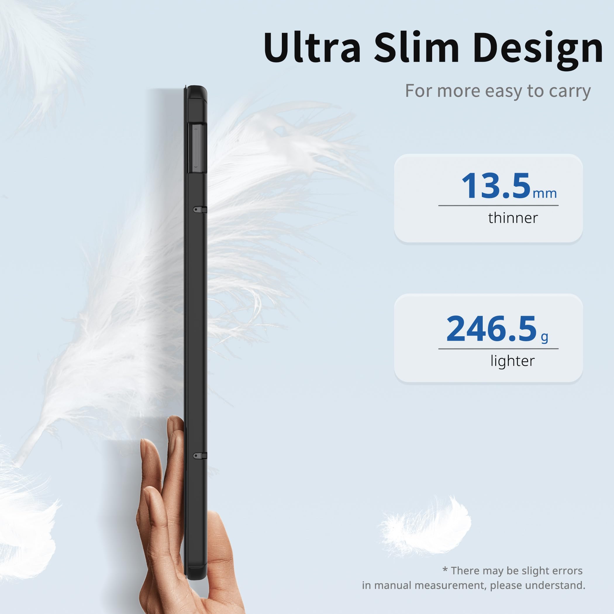 EasyAcc Custodia Cover Compatibile con Xiaomi Redmi Pad Pro 12.1 Pollici 2024 / Xiaomi Poco Pad -Ultra Sottile con Cover Leggero Supporto in Pelle PU Case, Nero