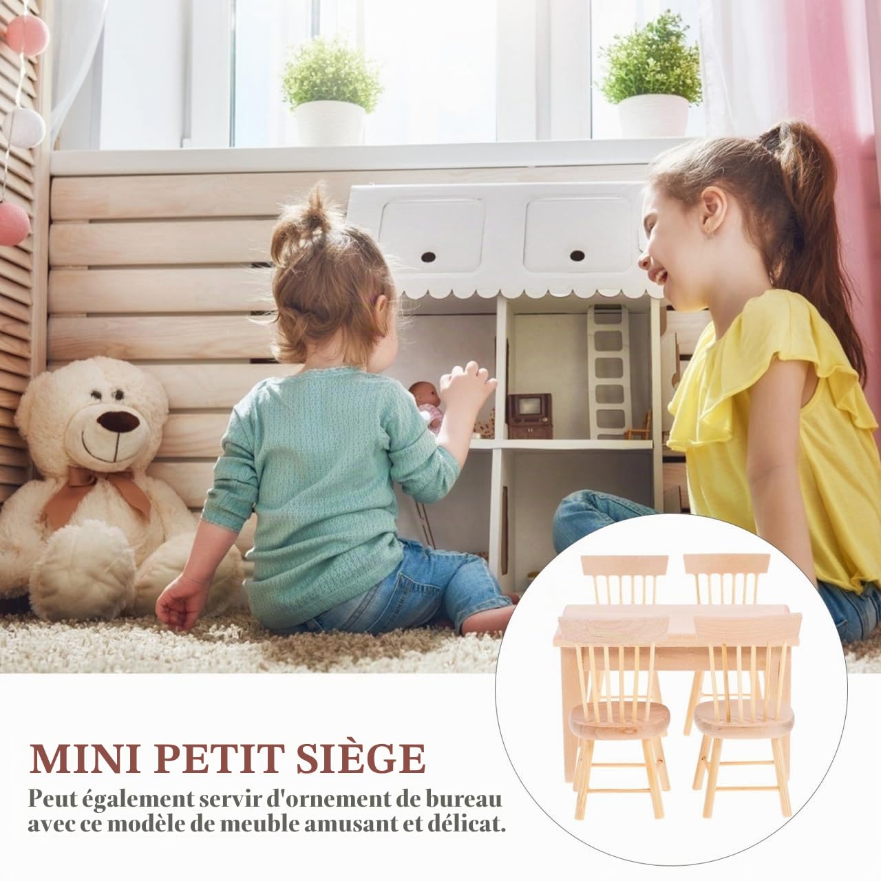 ibasenice Mini Meuble Maison De Poupée Siège en Bois Mobilier Maison Poupée pour Micro Décors Accessoires De en Bois Ornement De Bureau Et Photo