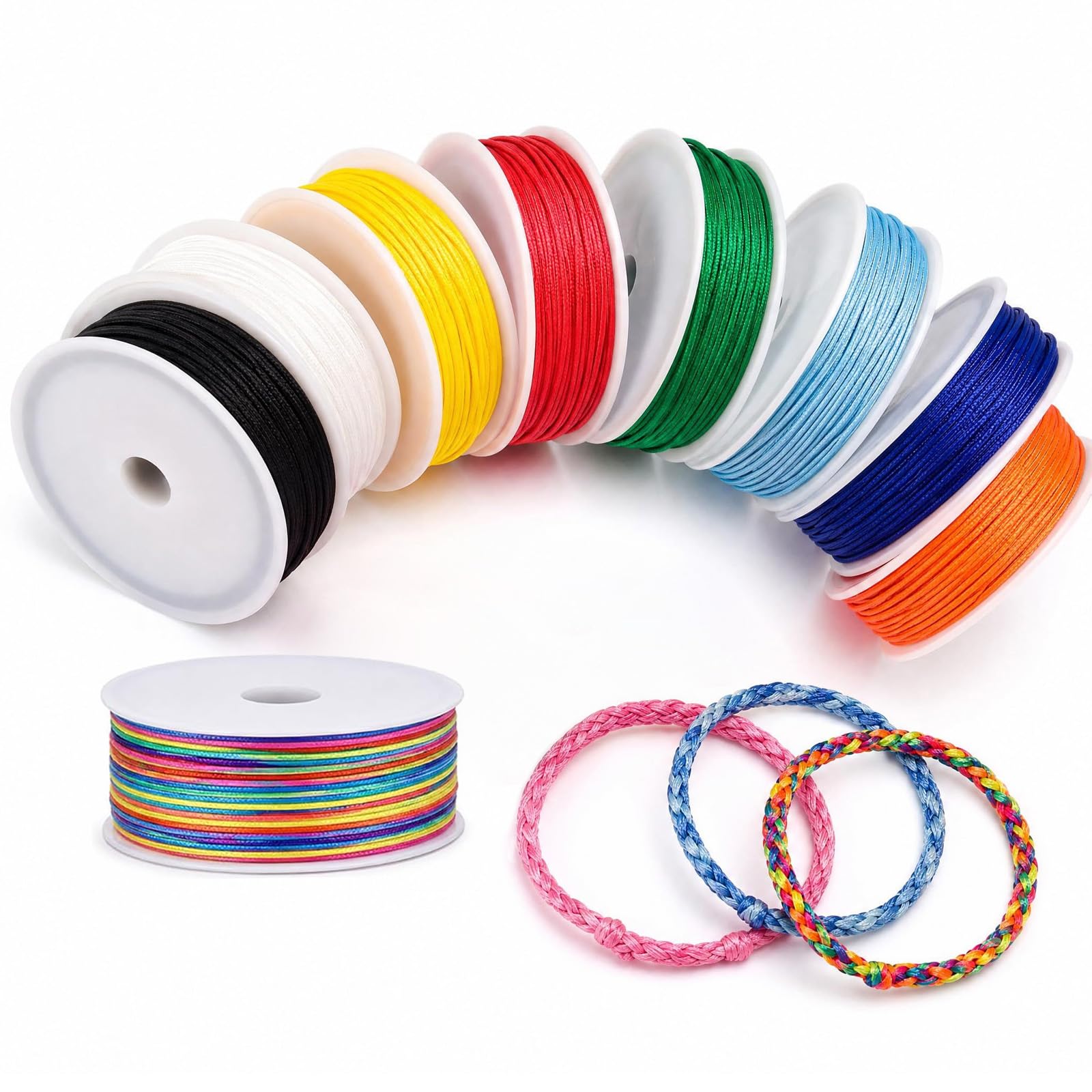 10 Rolls Nylon Bracelet Making String, 0.8mm Beading Nylon Cord