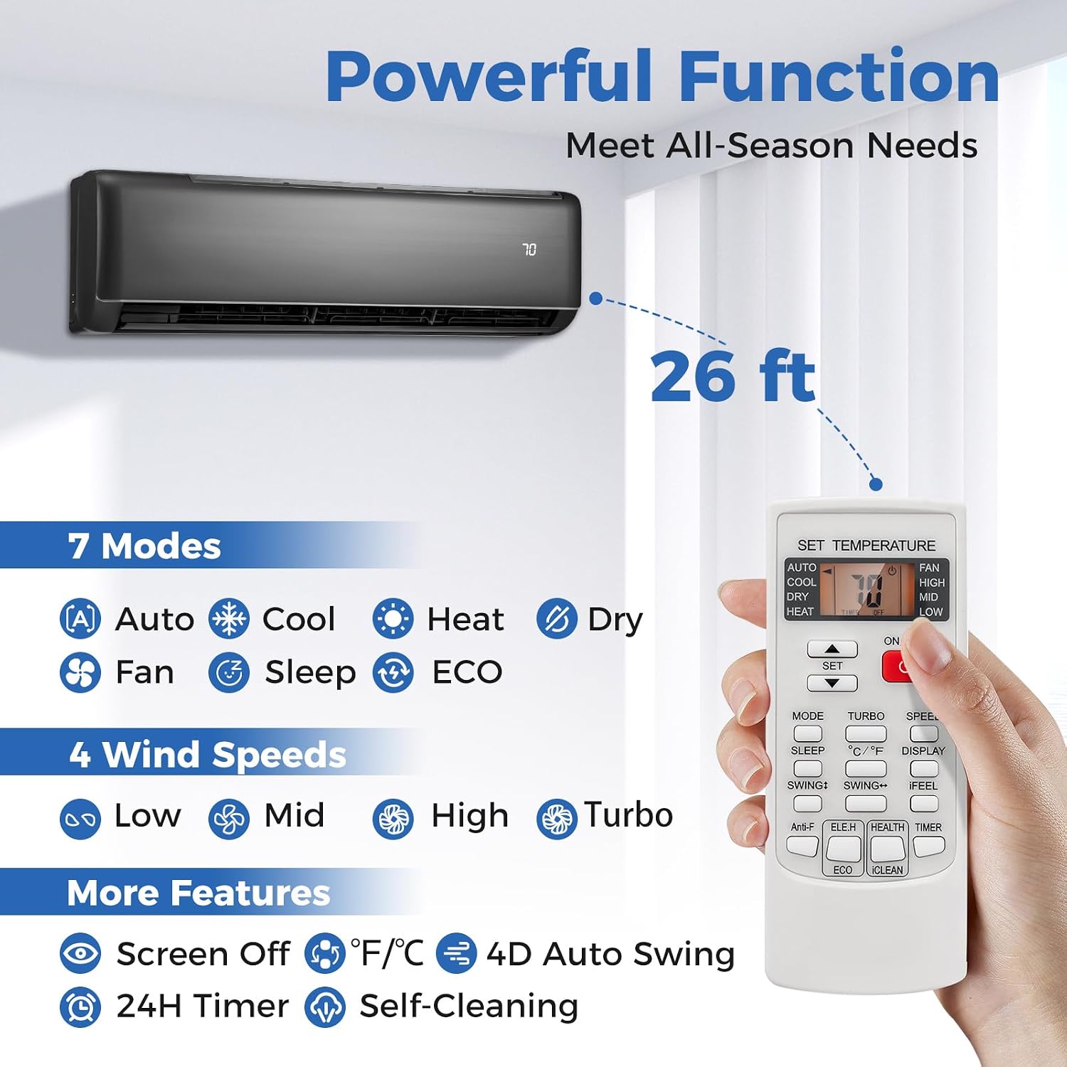 ARLIME 18000 BTU Mini Split Air Conditioner, 21 SEER2 208-230V Ductless Inverter AC, 1.5 Ton Pre-Charged Heat Pump & Installation Kit, Cools Up to 1250 Sq.Ft, Compatible with Alexa (18000 BTU)