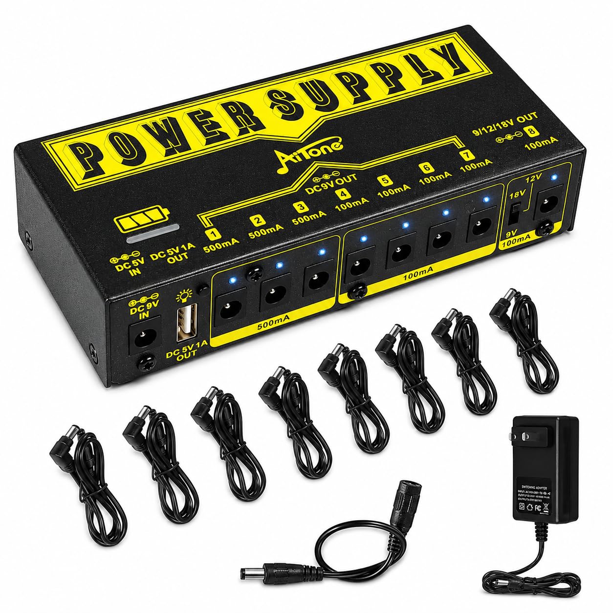 Amazon.com: AITONE Pedal Power Supply 9V 12V 18V Built-in 4400mAh