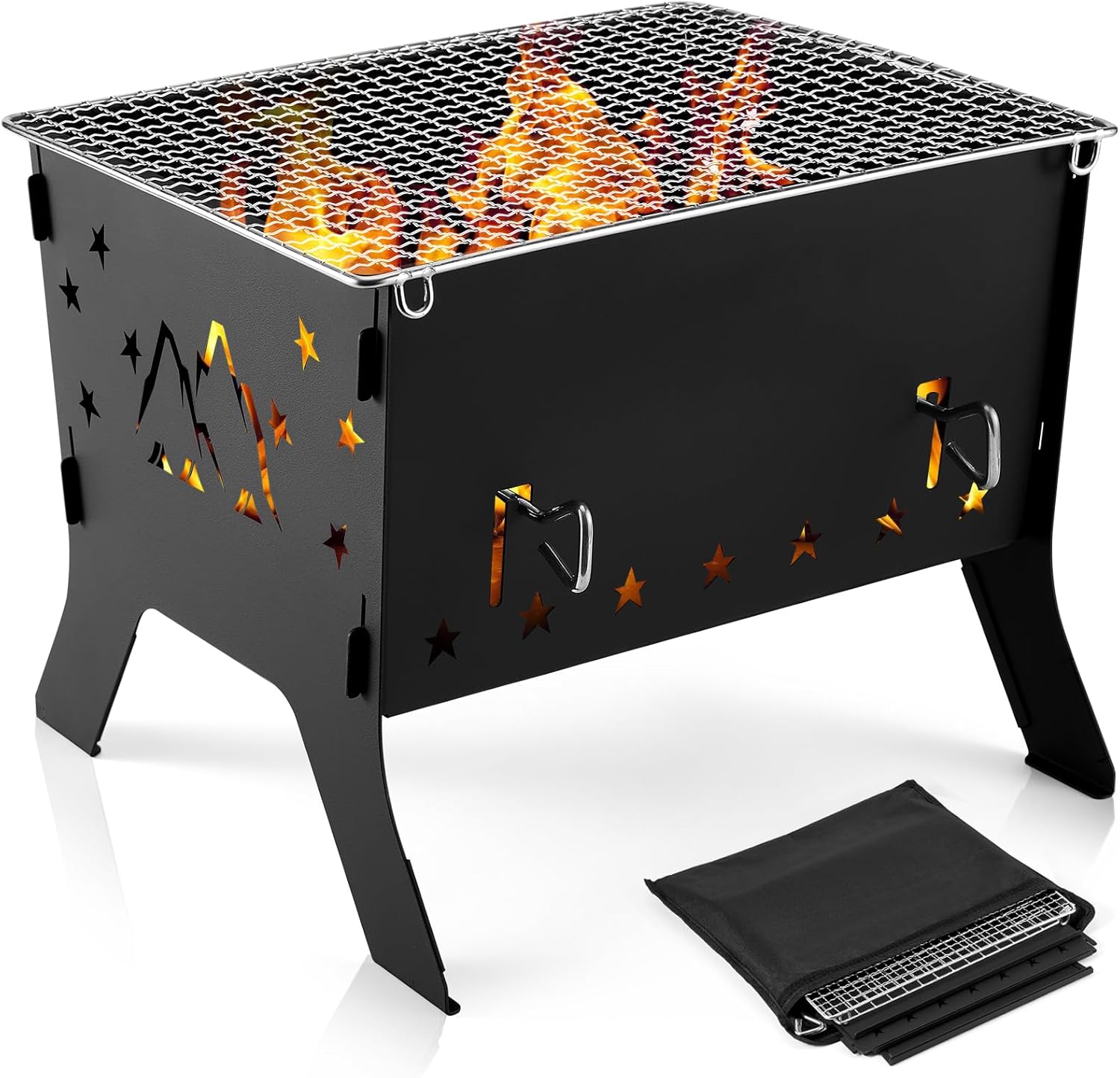 Portable Folding Camping Charcoal Grill for Outdoor Cooking & BBQ
