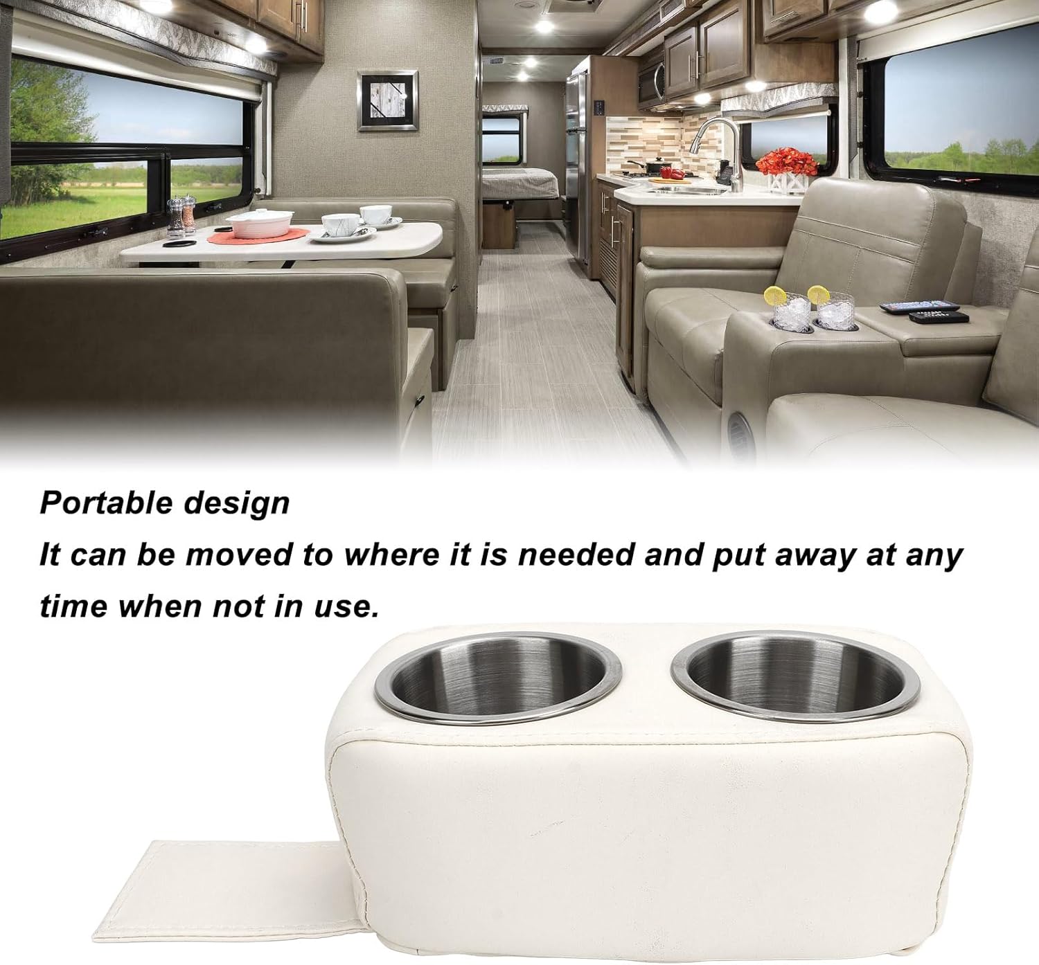 KUIDAMOS Boat Cup Holders, Secure Slide Resistant Sturdy Portable Pontoon Double Drink Holder Waterproof for RV Yachet Boat Car