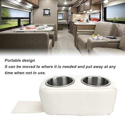 Miniatura 3 de Portavasos para barco, organizador portátil para barco con doble soporte de acero inoxidable, soporte doble para bebidas de pontón impermeable para