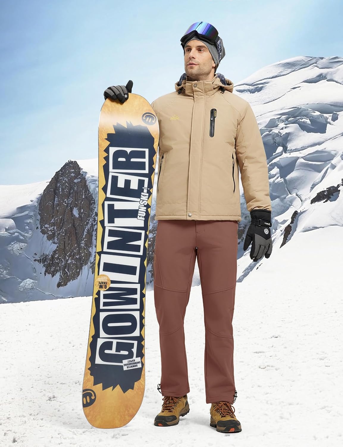 YSENTO Men's Fleece Lined Snow Ski Pants Waterproof Softshell Insulated Winter Cargo Hiking Camping Pants