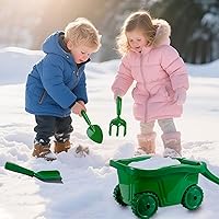 Vista 4 de Duckura Juego de carretilla para niños, herramientas de jardinería para niños con pala, rastrillo, pala, juguetes para excavar malas hierbas