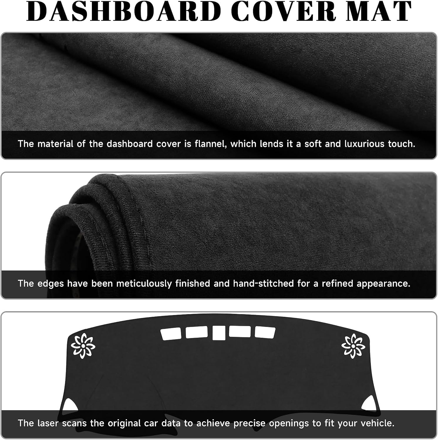 Black Dashboard Dash Board Cover Mat Carpet for Chevy Equinox 2018-2024 (Without HUD) (L, LS, LT, Premier) Accessories Dash Cover Flannel Material Dash Mat Sunshade