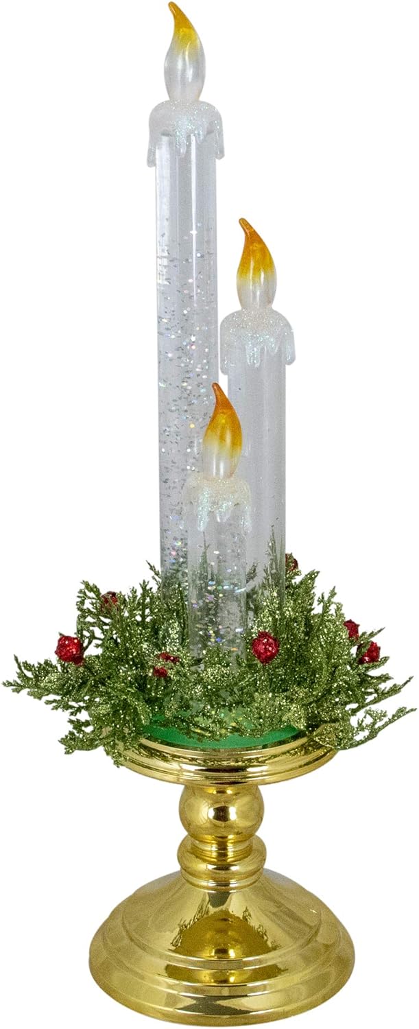 Northlight Lighted Water Candle with Foliage and Berries - 14.5"