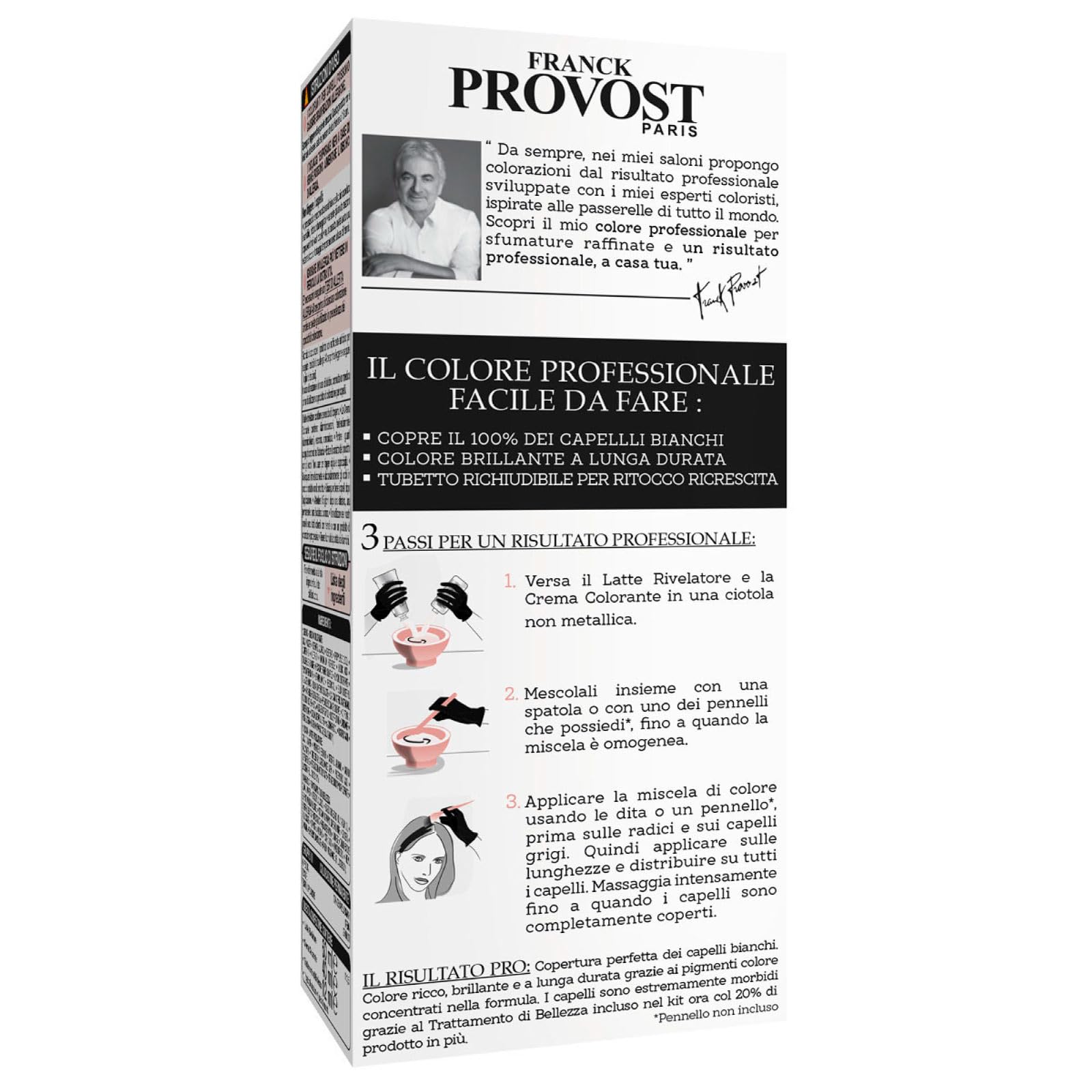 Franck Provost Tinta Permanente Riutilizzabile per Capelli con Trattamento di Bellezza Colorazione Professionale e Copertura Ottimale a Lunga Durata Colore 3.0 Castano scuro - 3 Tinte