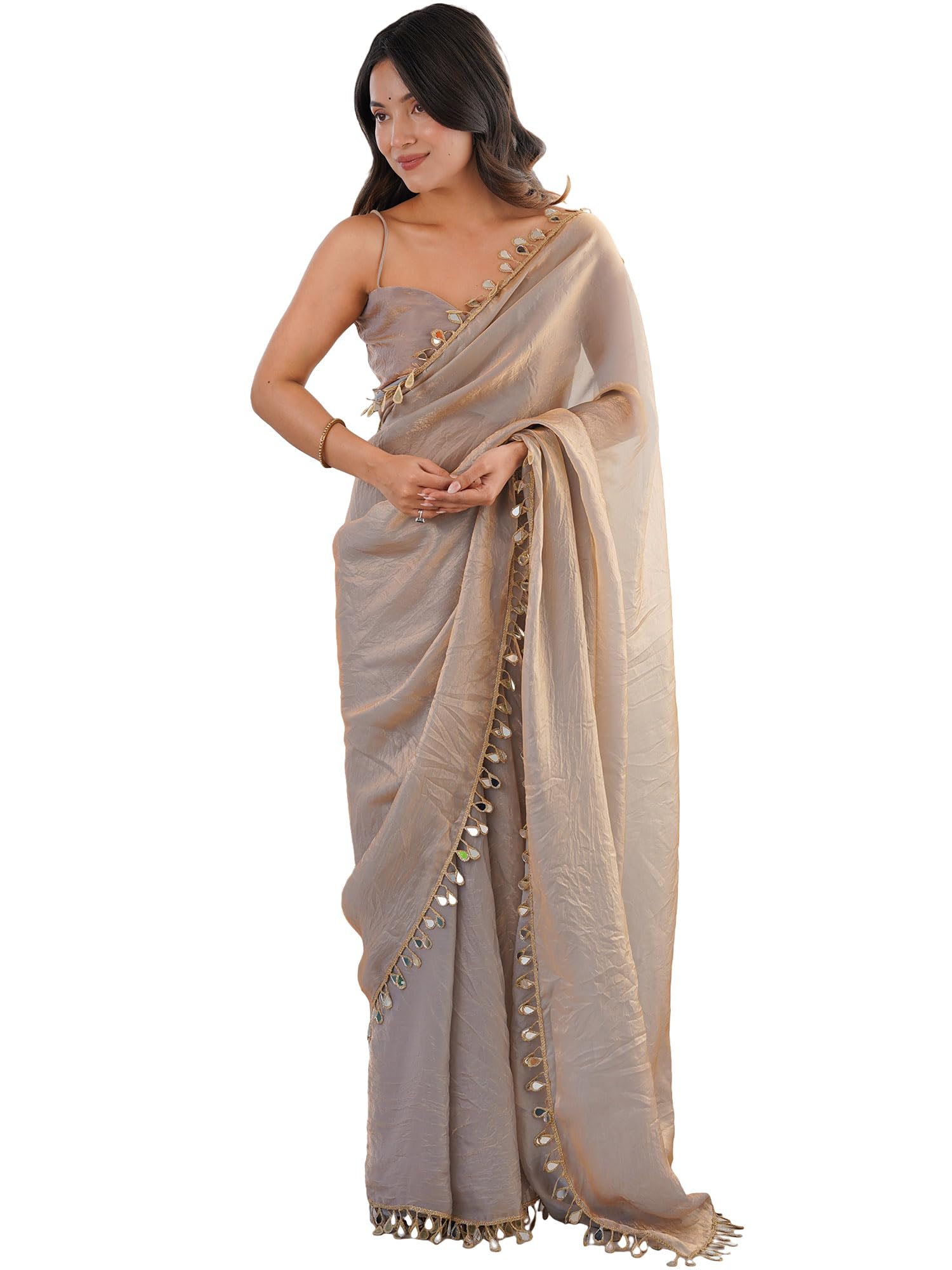 Women's Satin Solid Mirror Work Saree With Unstitched Blouse Piece (82KAVI8201_RT_Parent)-image-7