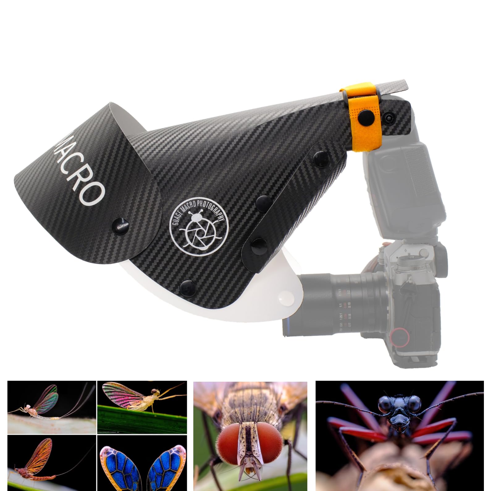 Guage Mini Difusor Flash Macro Misura II - Paraguas compacto de herradura para fotografía macro, soporta lentes de hasta 40 mm de longitud focal, flash de tela para insectos y flores