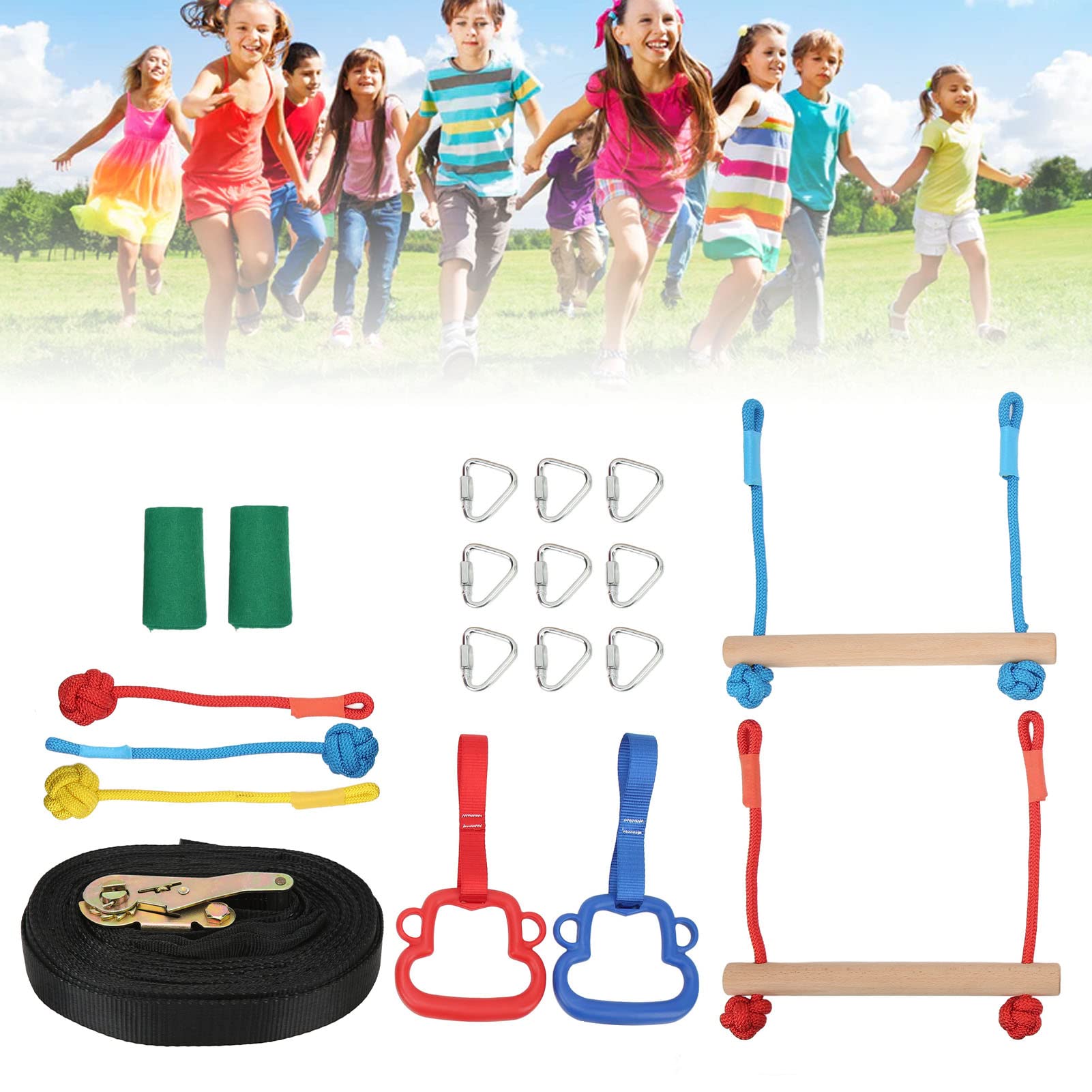 Anillos de Barras de Mono de Interior para Niños para Entrenamiento y Actividades físicas: Poliéster Duradero de Alta Resistencia, Juego de 2 Unidades para Patio Trasero y Gimnasio