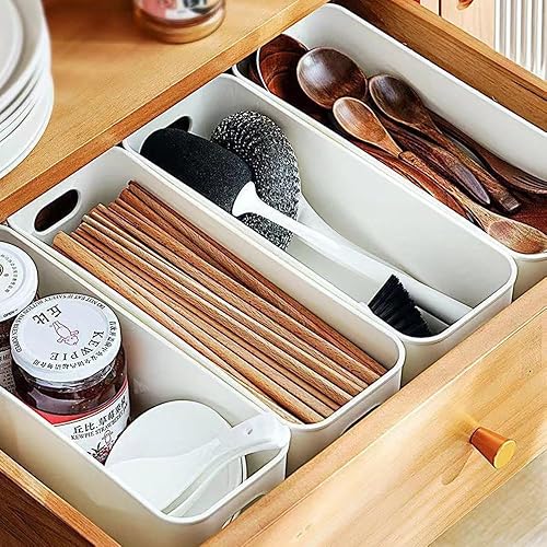 Miniatura 4 de Cestas de almacenamiento de plástico para despensa, canastas organizadoras multiusos con asas recortadas para organización de cocina, encimeras,