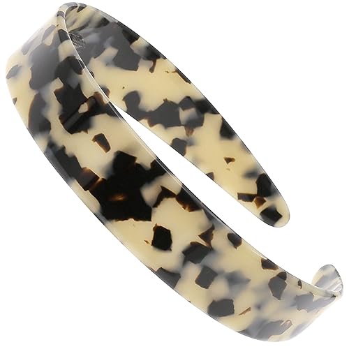 Camila Paris CP3464 - Diadema francesa para mujer, hecha a mano, Tokio blanco, banda de agarre fuerte, ligera y muy flexible, antideslizante y Negro