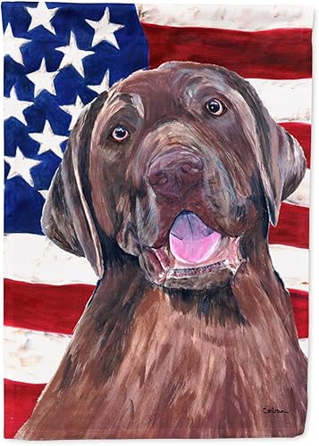 Miniatura 108 de Caroline's Treasures SS4017GF Bandera de Estados Unidos con Bulldog Inglés para jardín, bandera decorativa para patio exterior, patio, parterres,