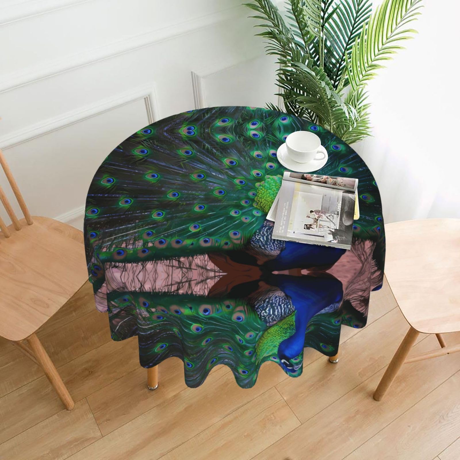 hhxvcv Beautiful Peacock Round Tablecloth – Dining Table Cover