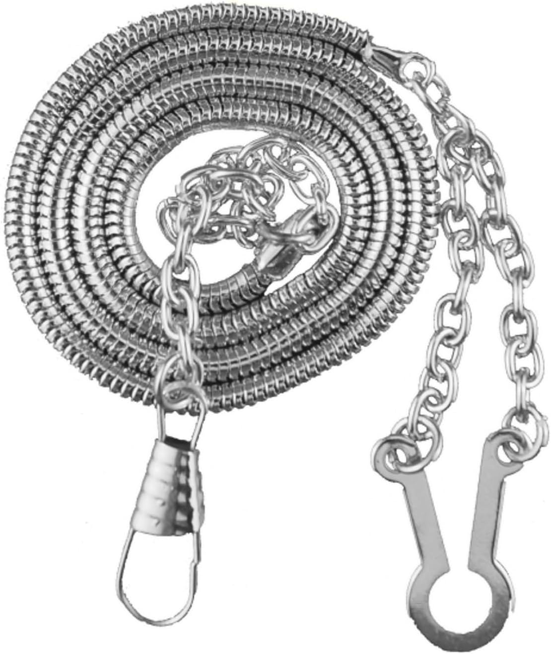 Hero's Pride 21" Whistle Chain with Button Hook - Chain for Badge Holder, Police, Sheriff, CHP, Law Enforcement, Security - Nickel Finish