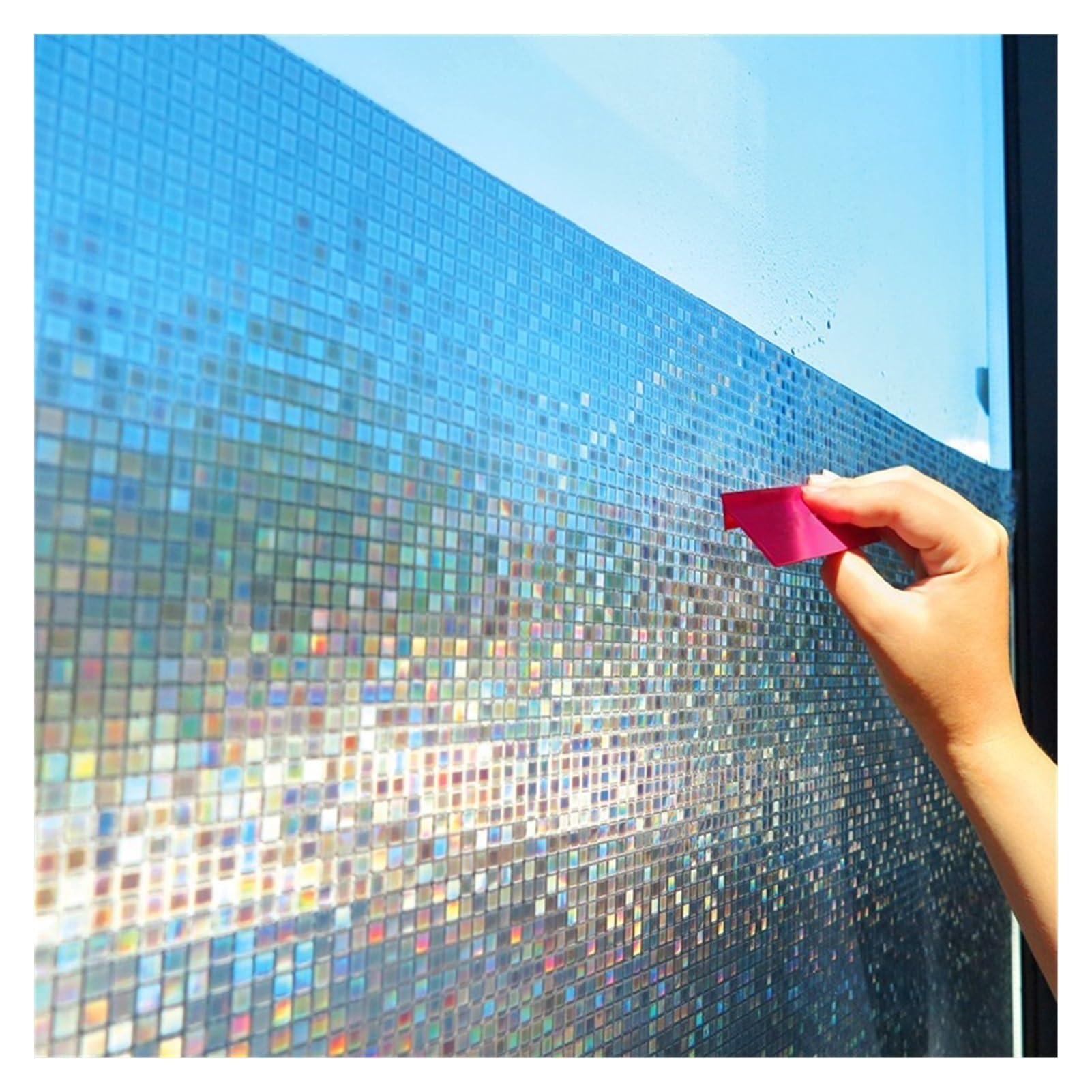 One Way Window Film,Window Film Privacy Mosaic Frosted Privacy Window Film Rainbow Color Opaque Static Cling Glass Self Adhesive Film Heat Transfer Vinyl Window Foil (Size : 75 x 100 cm)