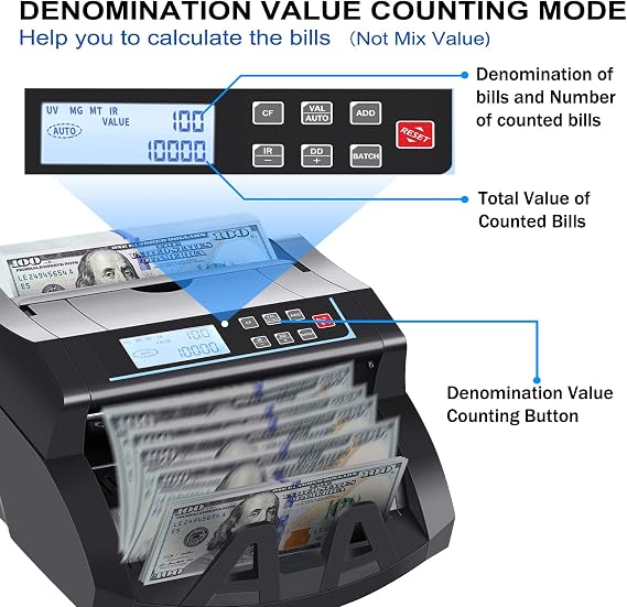 Money Counter Machine Count Value for US Dollar