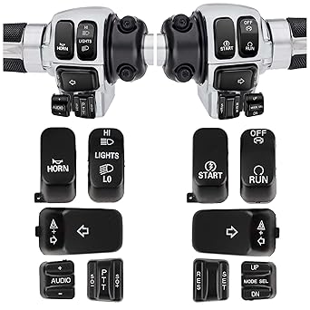 Morotcycle Black Handlebar Control Button Caps Handlebar Switch Housing Covers for Harley Touring 1996-2003 FLHTCU/FLHTK/FLTR/FLTRU and 2009-2013 FLHTCUTG