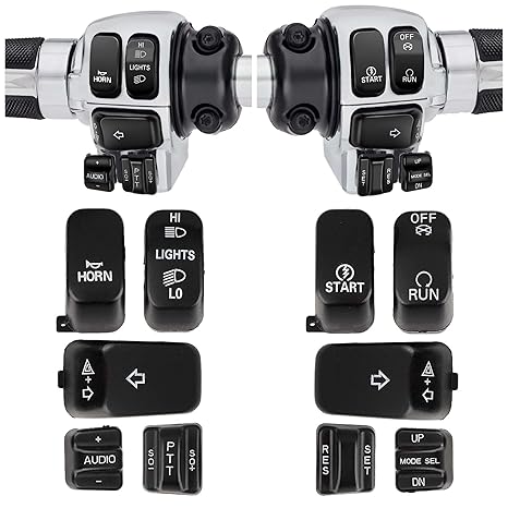 Morotcycle Black Handlebar Control Button Caps Handlebar Switch Housing Covers for Harley Touring 1996-2003 FLHTCU/FLHTK/FLTR/FLTRU and 2009-2013 FLHTCUTG