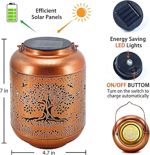 Miniatura 5 de Faroles solares de árbol de la vida para exteriores, impermeables, luces solares colgantes, regalos de árbol grande para mujeres y hombres, faroles